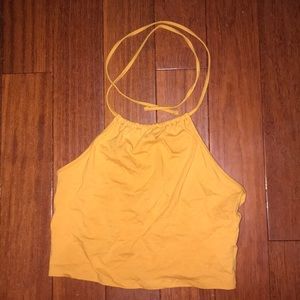 Yellow marigold halter crop top